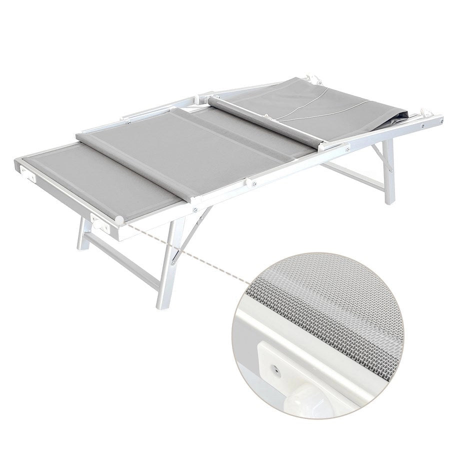 Lettino Prendisole da Giardino 181x60xH39 cm in alluminio e tela grigia Bagnino