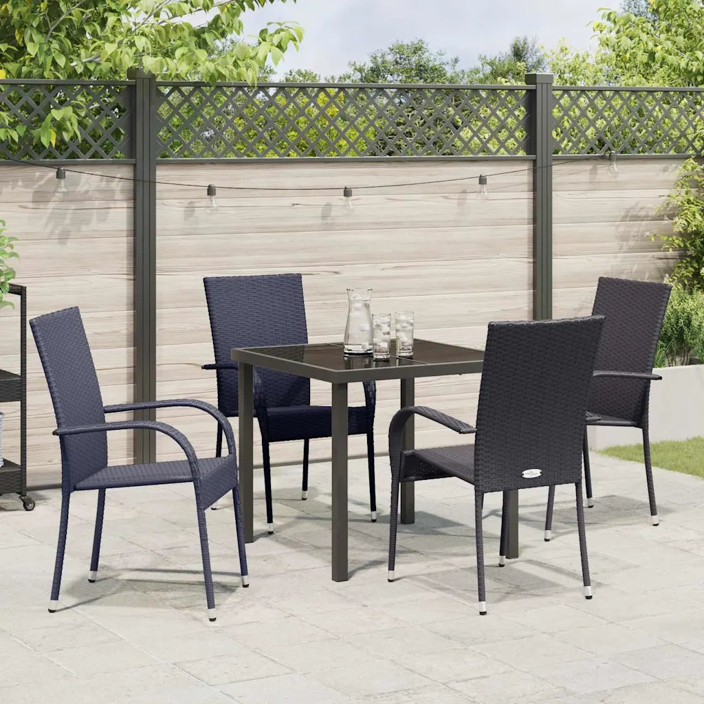 Set da Pranzo per Giardino 5 pcs Nero