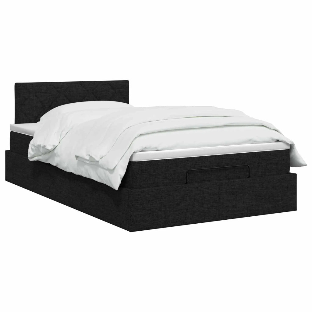 Letto ottomano con materasso Nero 120 x 200 cm Tessuto 3457565