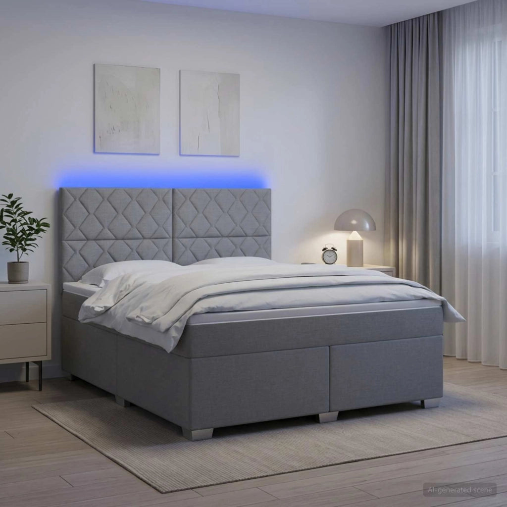 Letto box spring con materasso Grigio Chiaro 180 x 200 cm 3454936