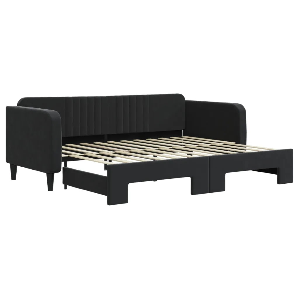 Divano Letto con Letto Estraibile-Sofa Letto-Daybed Nero 90x200 cm in Velluto 377165