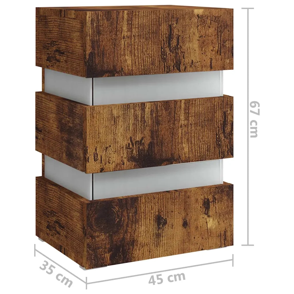 Comodino con LED-Tavolino da notte Rovere Fumo 45x35x67 cm in Legno Multistrato