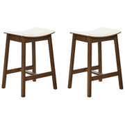 Set di 2 sedie da bar con seduta imbottita marrone scuro e bianco sporco con seduta imbottita in poliestere