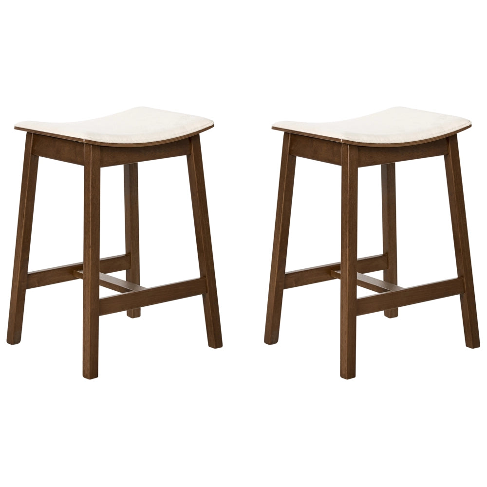 Set di 2 sedie da bar con seduta imbottita marrone scuro e bianco sporco con seduta imbottita in poliestere