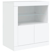 Buffet credenza cassettiera mobiletto mobile contenitore organizer per cucina soggiorno salotto con luci LED 60,5 x 37 x 67 cm bianco 02_0029855