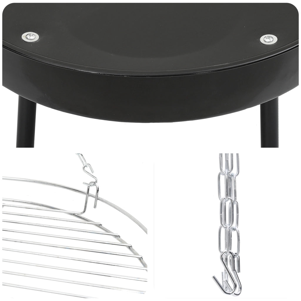 Treppiede da Cucina per Focolare con Griglia e Supporto per Fuoco 170 cm