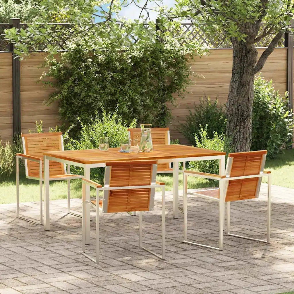 Set da Pranzo per Giardino 5 pcs Marrone Legno di teak solido 3334823