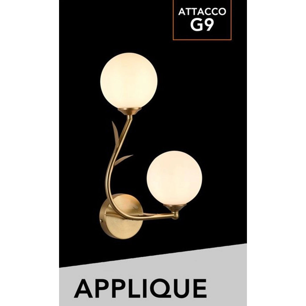 Trade Shop - Applique Da Parete In Metallo Decorativa Design Naturale Con 2 Sfere Attacco G9 Ip20 Aq65 -