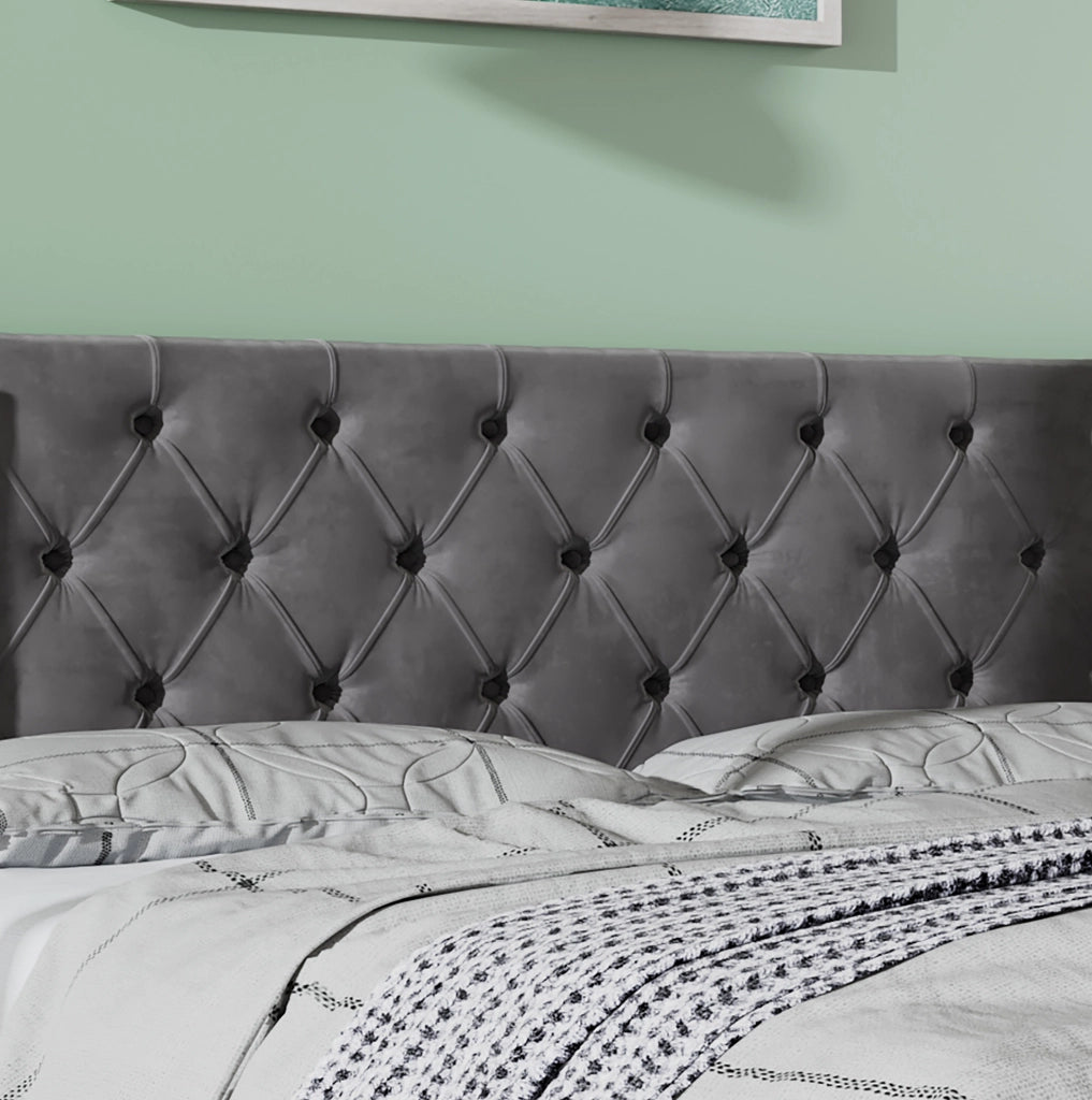 Letto contenitore 140x190 cm in velluto grigio con sollevamento idraulico