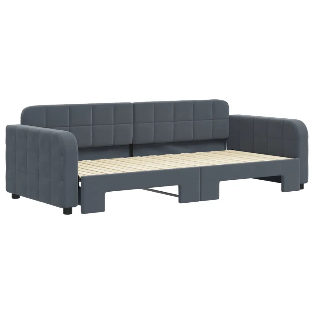 Divano letto | Sof¨¤ letto | Letto singolo Estraibile Grigio Scuro 90x200cm Velluto