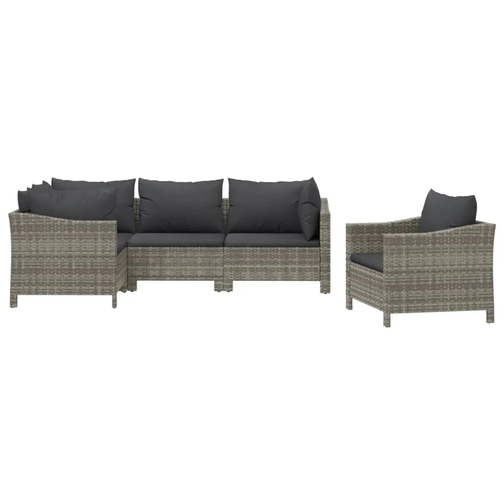 Set di mobili da giardino mobili da esterno 5 pezzi con cuscini resina intrecciata grigia 02_0016410