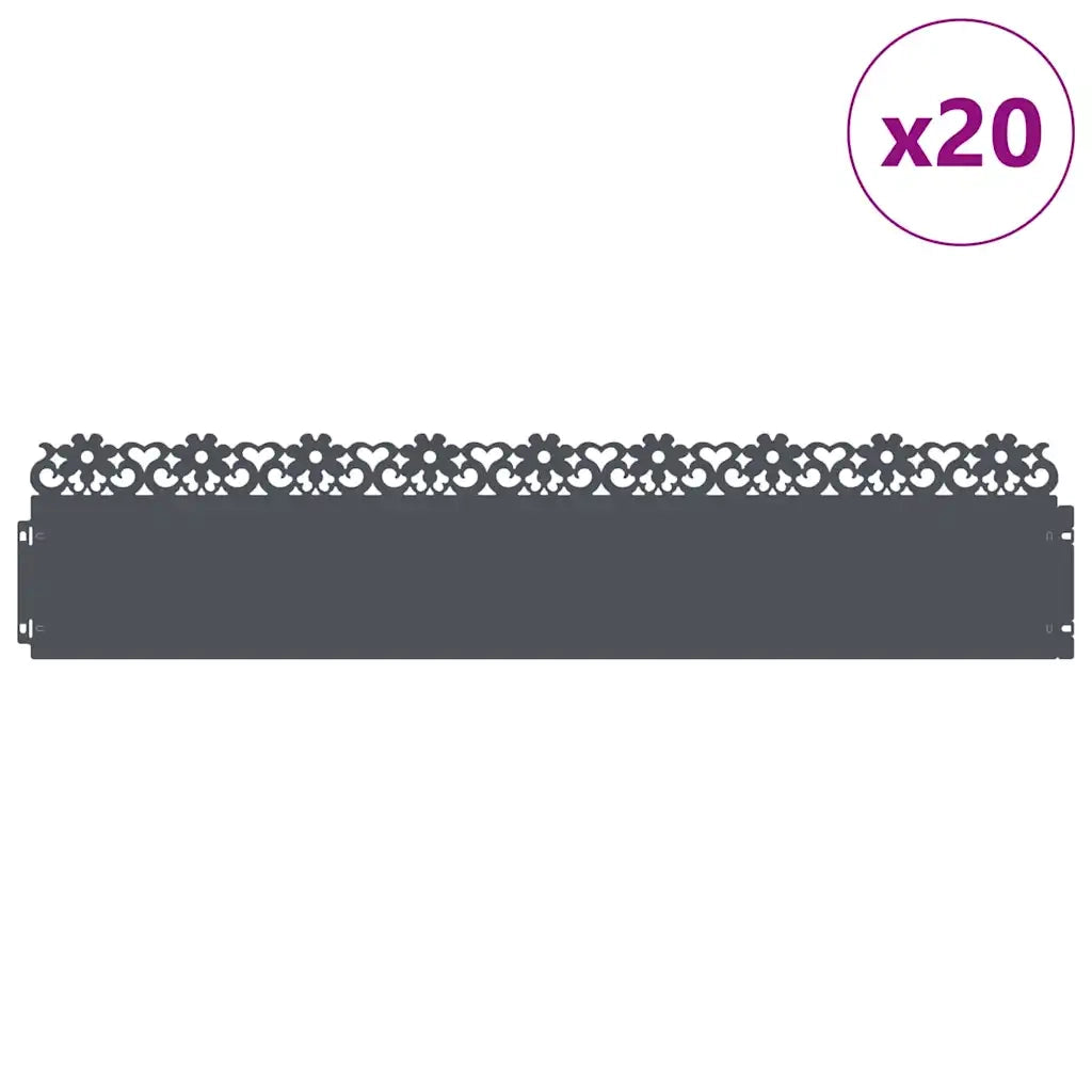 Bordure per prato 20 pz Antracite 103 x 0,05 x 22 cm Acciaio CFW5499528