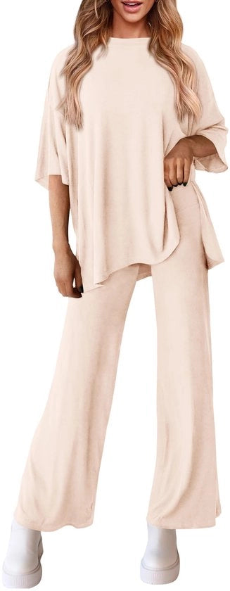 Outfit Donna Casual - 2-pezzo Set - Cappotti Corti - Maniche Ampie - Indumenti da Casa - Leggero e Comodo