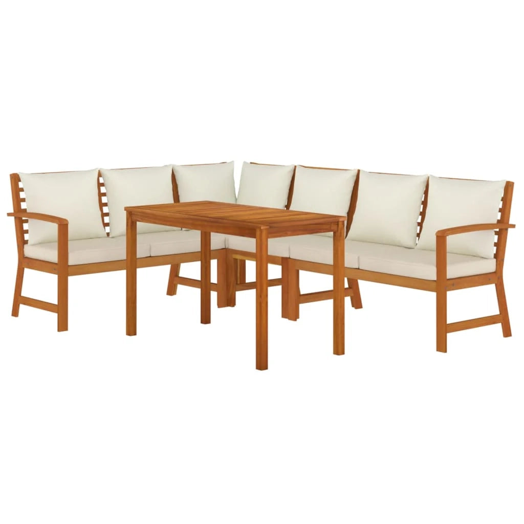 Set da pranzo per esterni composto da 5 pezzi in legno di acacia con cuscini 02_0014179