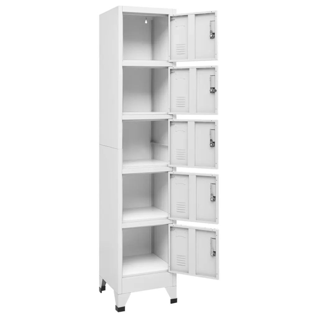 Armadietto moderno con 5 ante chiudibili a chiave per ufficio 38 x 40 x 180 cm acciaio grigio chiaro 02_0047003