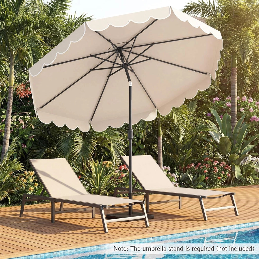 Ombrellone da Giardino 3 x 3 m, Ombrellone Parasole con Manovella e Balze, Inclinabile a 35°, con 8 Osse per Esterno da Balcone, Spiaggia, Terrazzo