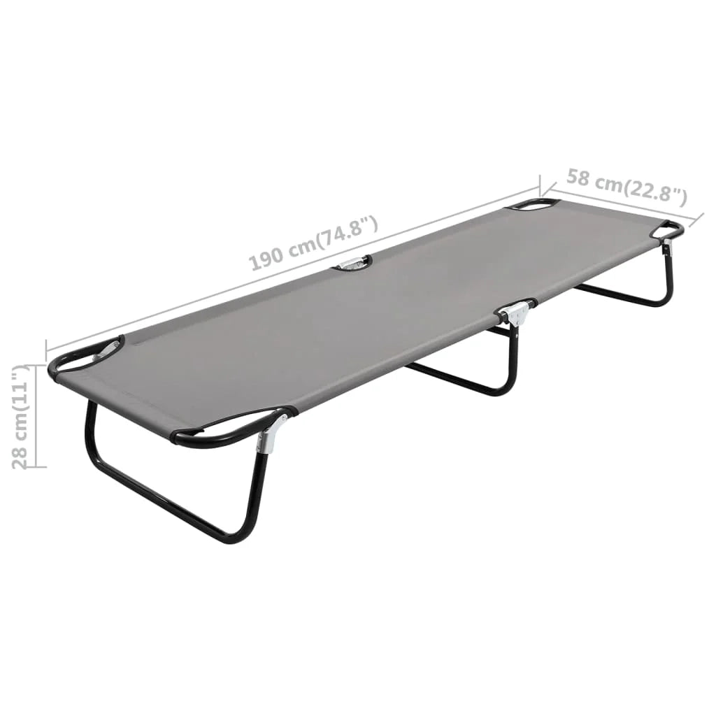 Letto pieghevole da campeggio mobile da esterno 190 cm pieghevole grigio acciaio 02_0012876