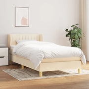 Giroletto a Molle con Materasso-Struttura Letto Crema 90x190 cm in Tessuto 985210
