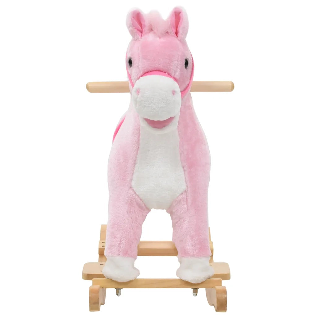 Cavallo a Dondolo in Peluche 65x32x58 cm Rosa CFW4987479