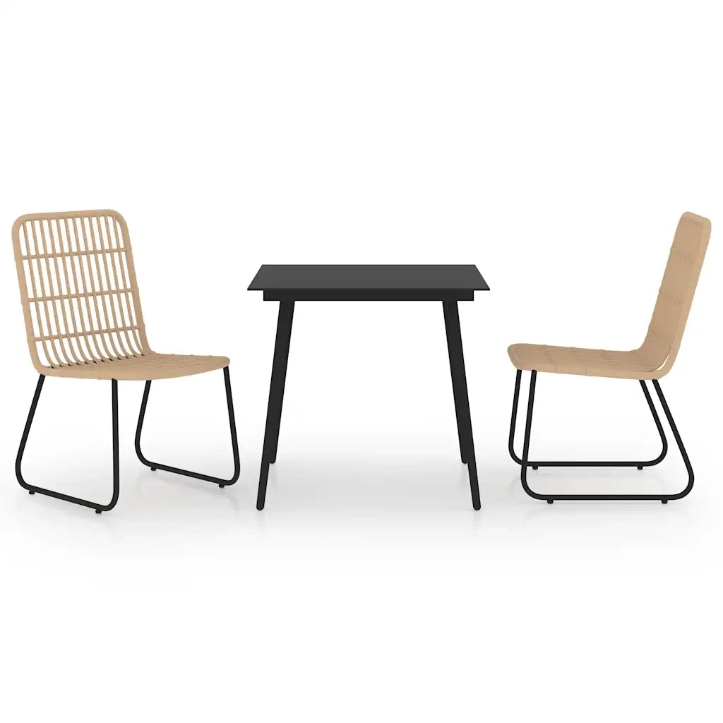 Set da Pranzo da Giardino 3 pz in Polyrattan e Vetro 3060231