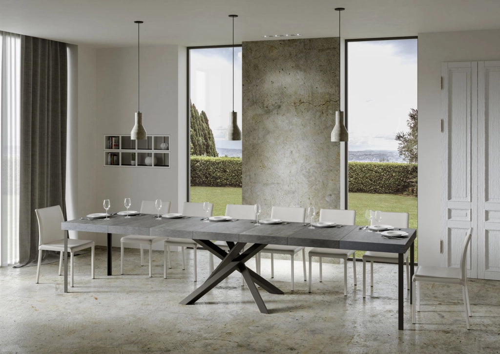 Tavolo allungabile 90x160/420 cm Volta Premium cemento telaio Antracite
