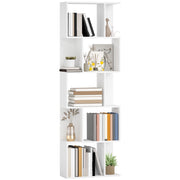Mobile Libreria in Legno a 5 Ripiani con Divisorio, 60x24x184.5 cm, Bianco