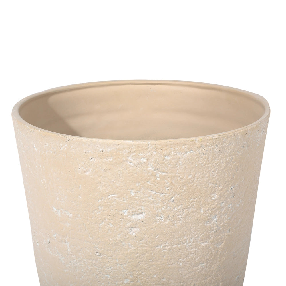 Set di 2 vasi tondi polvere di pietre per interno ed esterno beige sabbia soggiorno balcone giardino