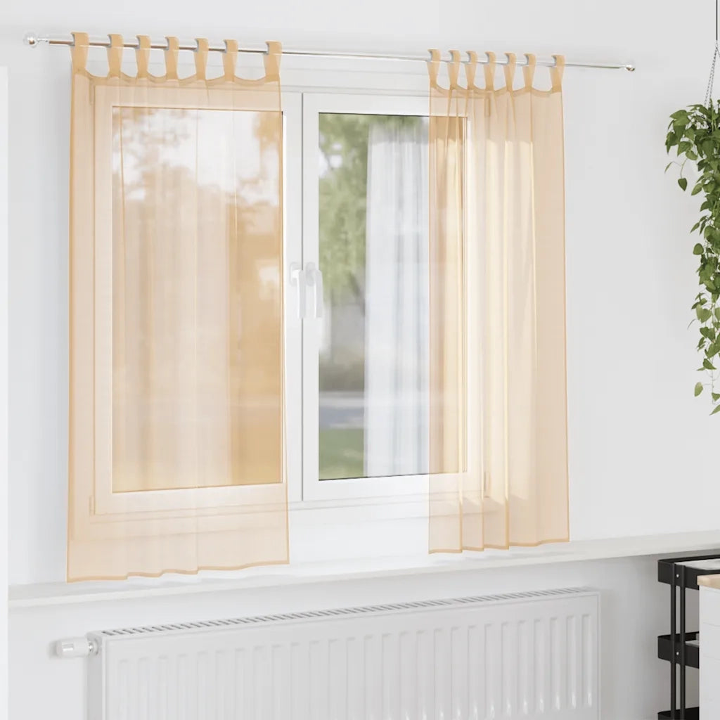 Tende in Voile con Tasche per Aste 2 pz Sabbia
