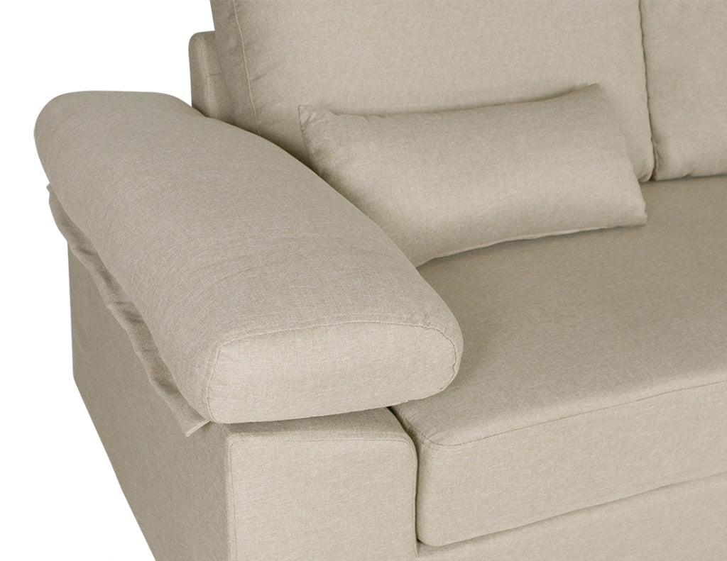 Divano angolare 3 posti con chaise longue destra tessuto beige - Washington - DI-WA11FBC-CLDX