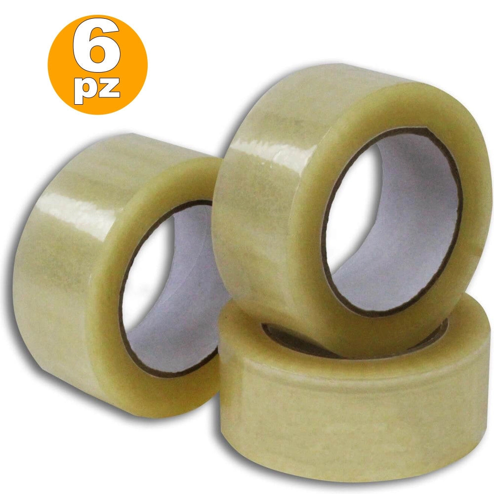 Trade Shop - 6 Pezzi Nastro Adesivo Trasparente Rotolo 4.5cm X 30 M Da Imballaggio Scatole -