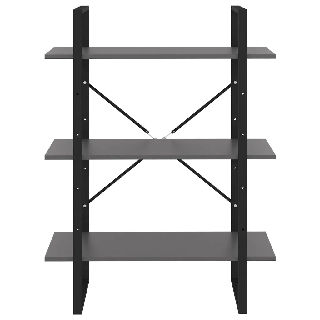 Libreria-Scaffale per Libri-Mobile di Stoccaggio Grigia 80x30x105 cm in Legno Multistrato