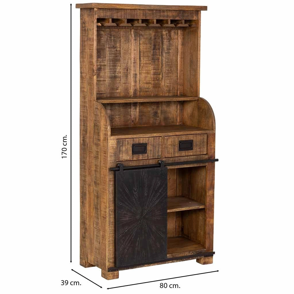 Mobile portabottiglie in legno marrone 80x39x170h cm