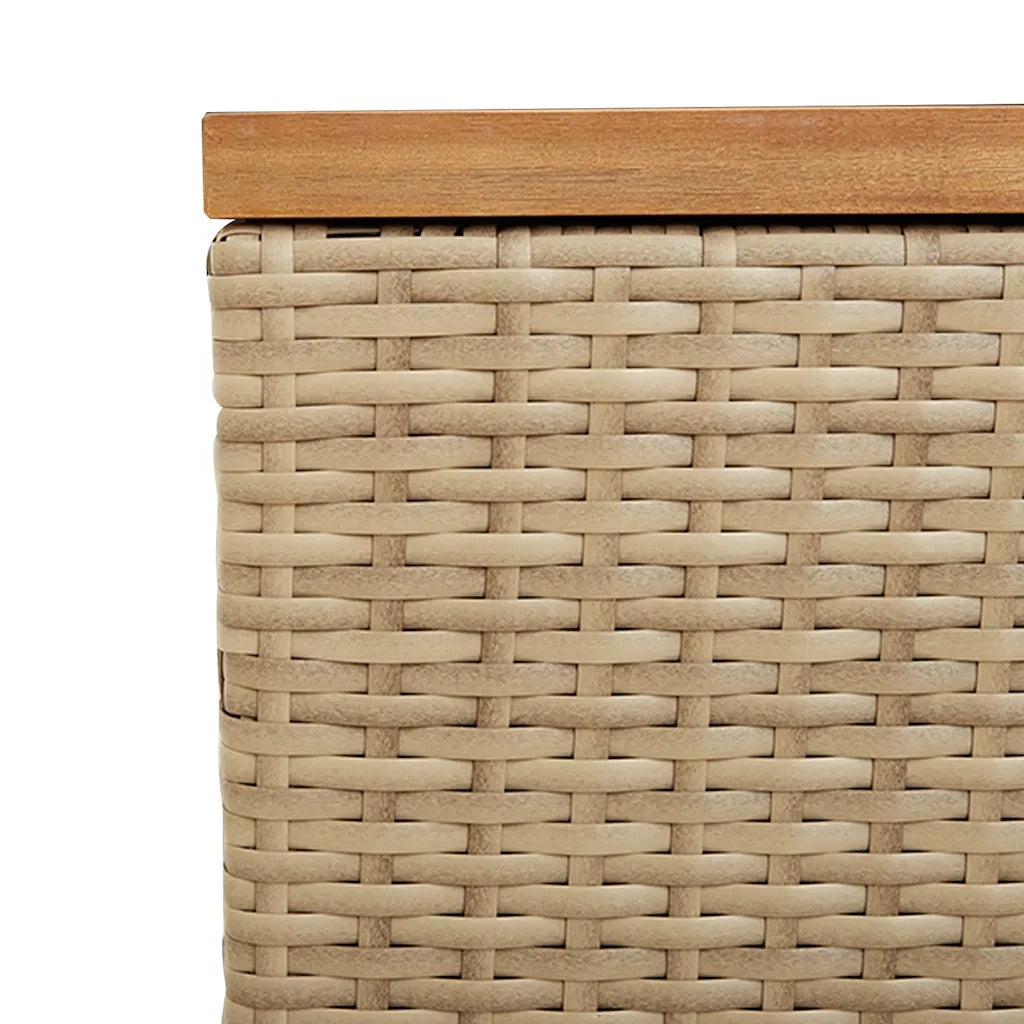 Contenitore da Giardino Beige 110x50x54 cm Polyrattan e Acacia CFW2992052