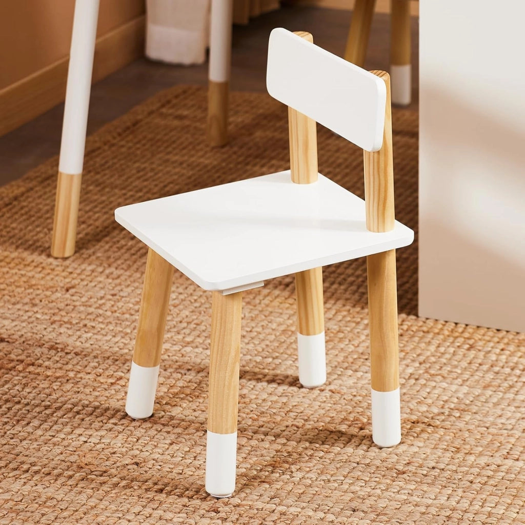Tavolo per bambini con 2 sgabelli Set mobili per bambini Tavolo con spazio di archiviazione Bianco 90x60x53cm KMB113-W