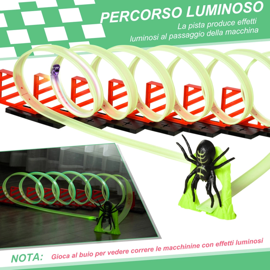 EasyComfort Pista per Macchinine con Effetti Luminosi e Automobilina, per Bambini da 3-6 Anni, 86x67x21cm