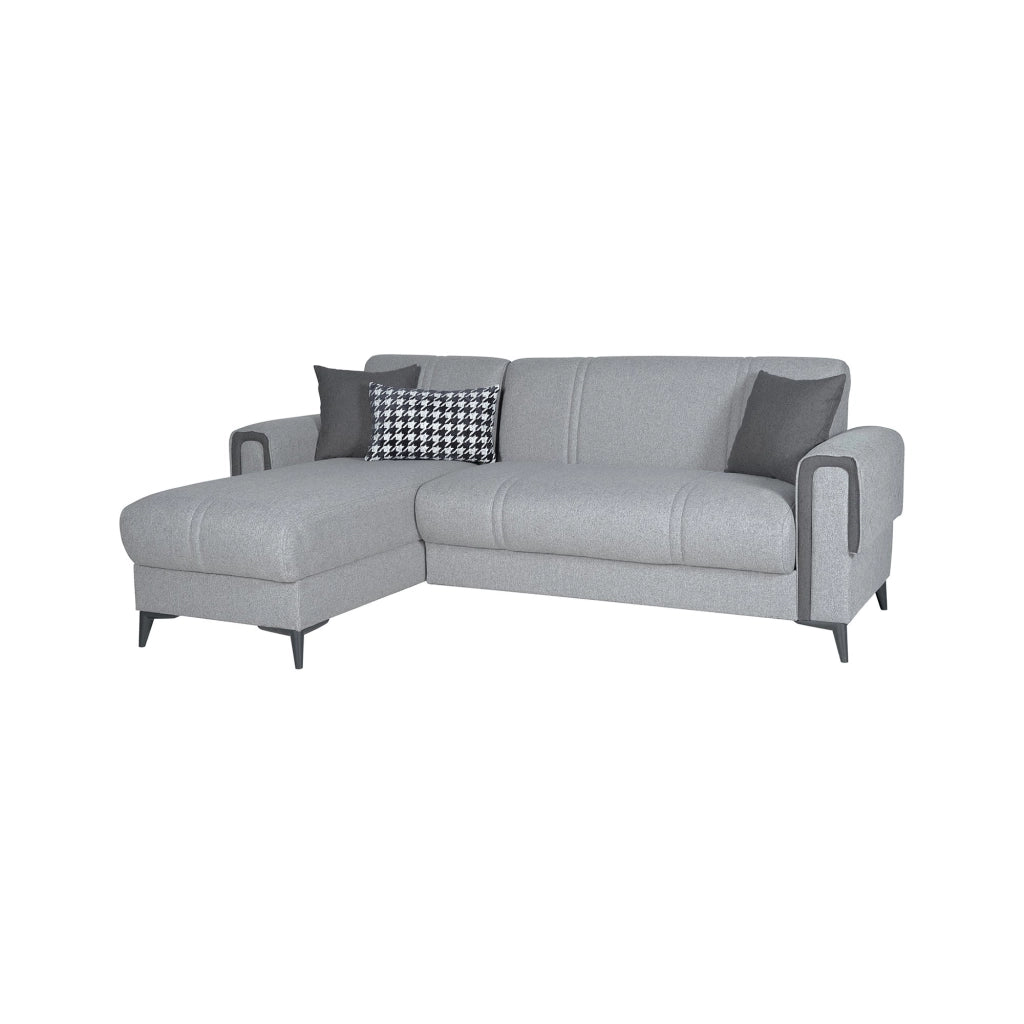 Ogna, Divano Letto con Penisola Contenitore, 238x158 cm Grigio Chiaro