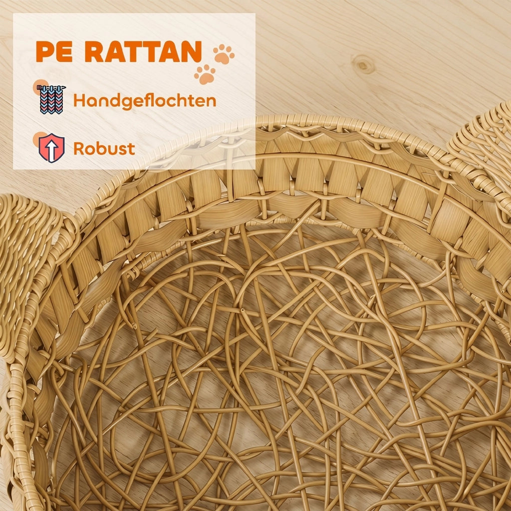 Letto per gatti in rattan con cuscino ¨C zephmum ¨C 50x50x25 cm marrone chiaro