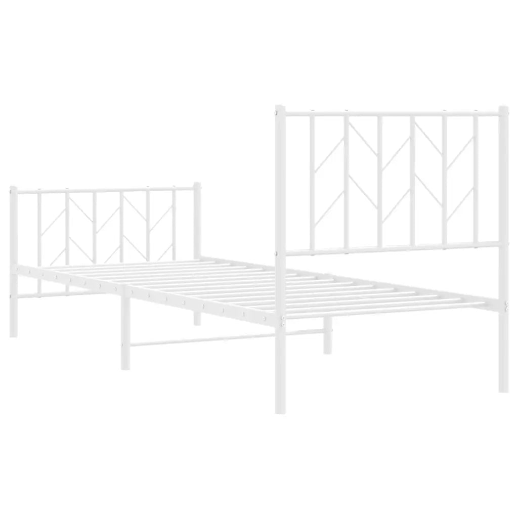 Letto singolo | Letto per adulti | Giroletto con Testiera e Pediera Metallo Bianco 80x200 cm