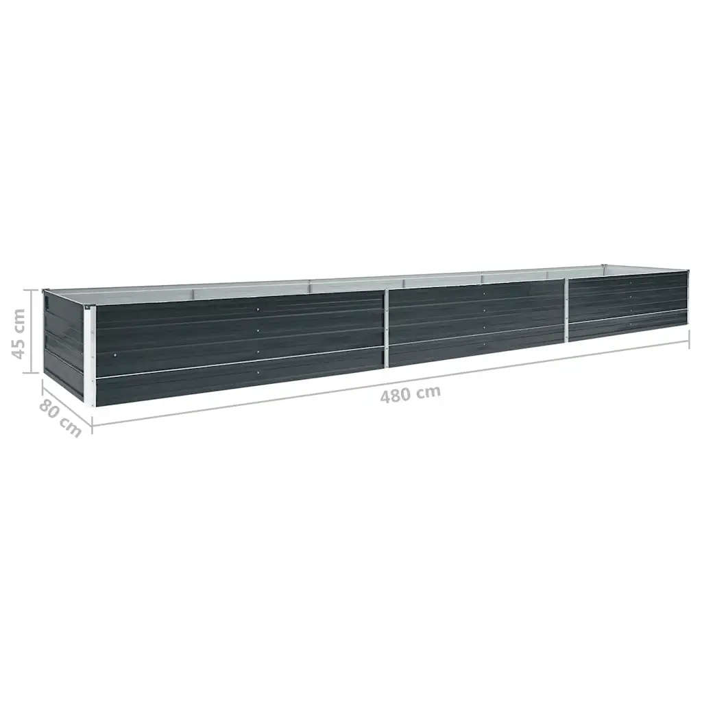 Letto Rialzato in Acciaio Zincato 480x80x45 cm Antracite 47067