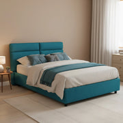 Letto Matrimoniale Ator, Letto Matrimoniale Sfoderabile Made in Italy, Azzurro