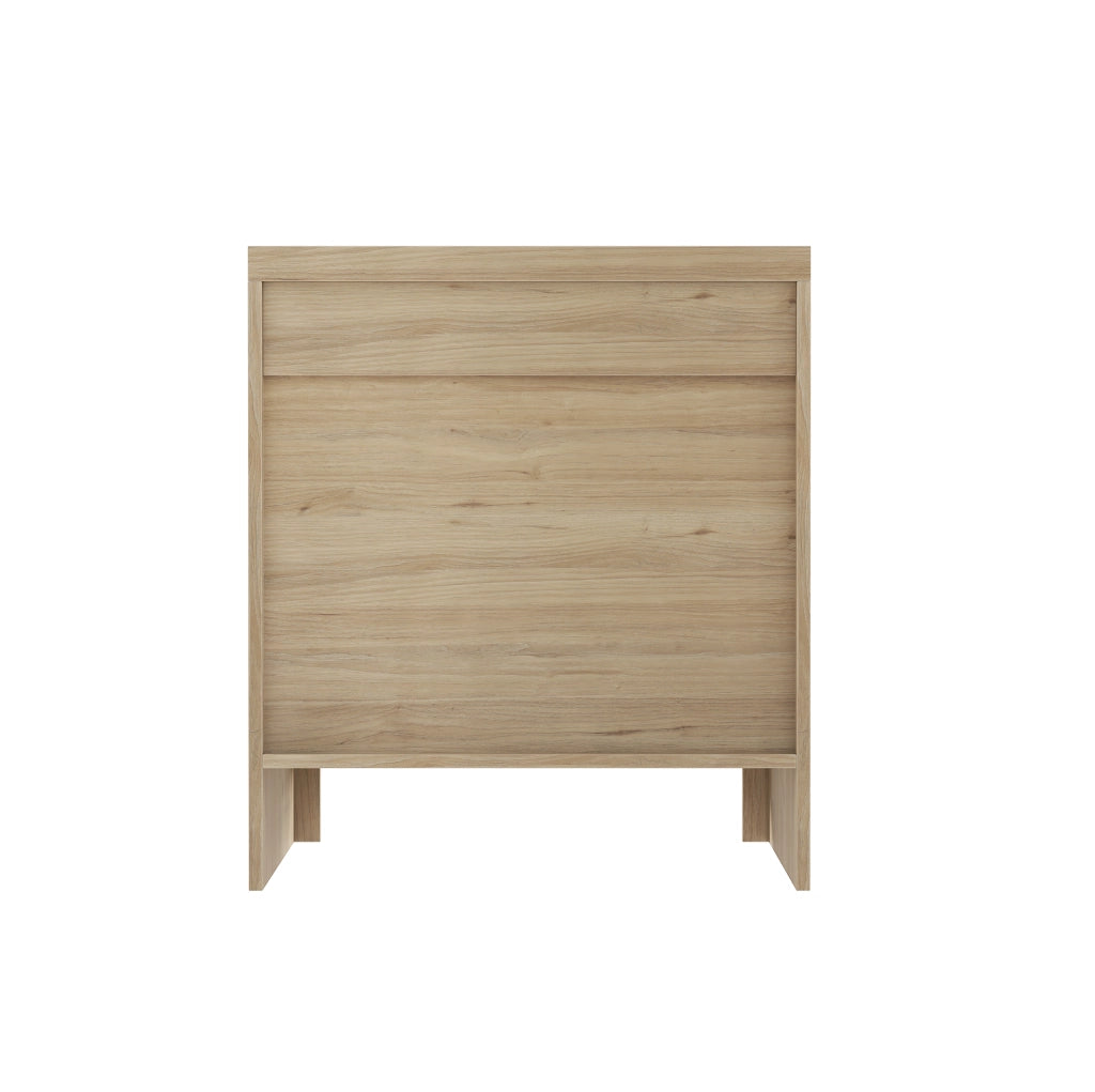 Comodino in MDF e pannello truciolare effetto rovere con cassetto