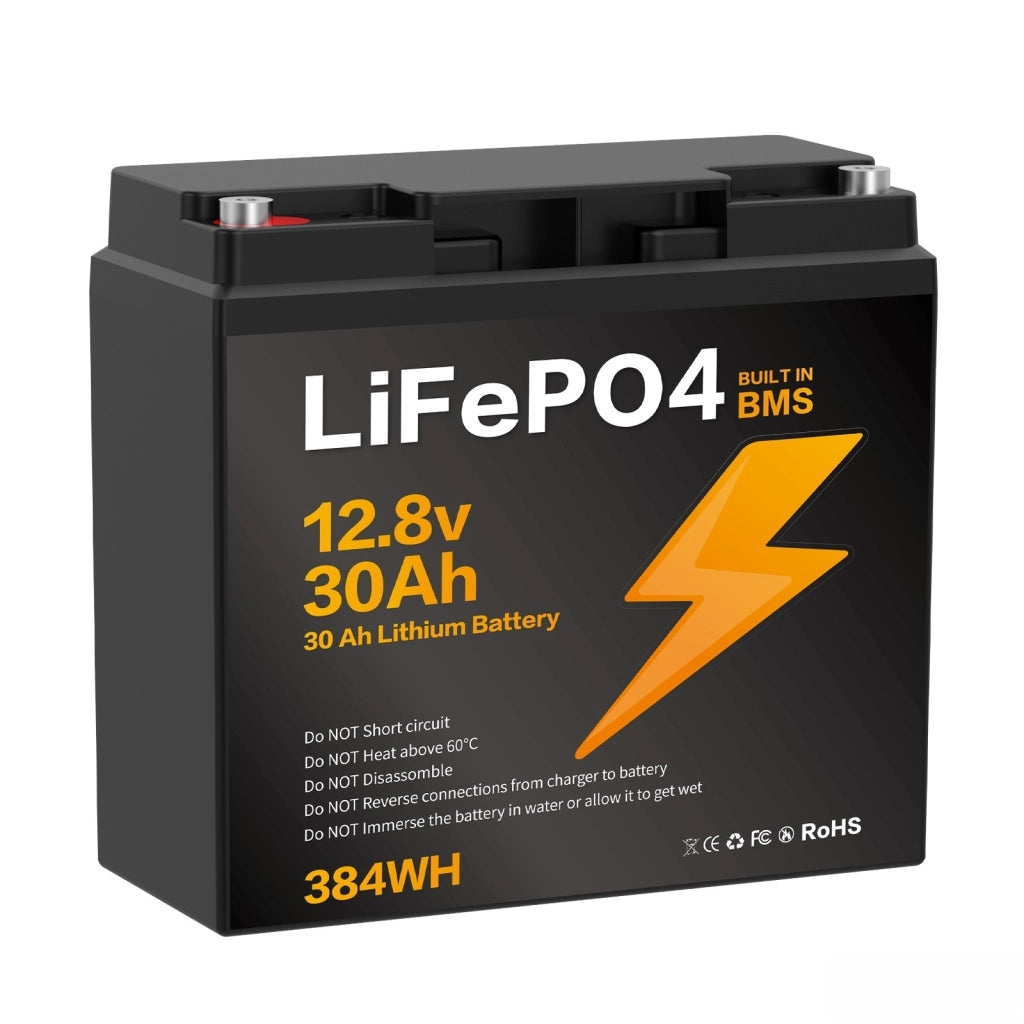 Power Station Portatile con Batteria di Accumulo 12.8V 30Ah 384Wh 1500 cicli; BMS integrato; impermeabile IP67; -20℃ ~ 60℃; per auto; moto; camion
