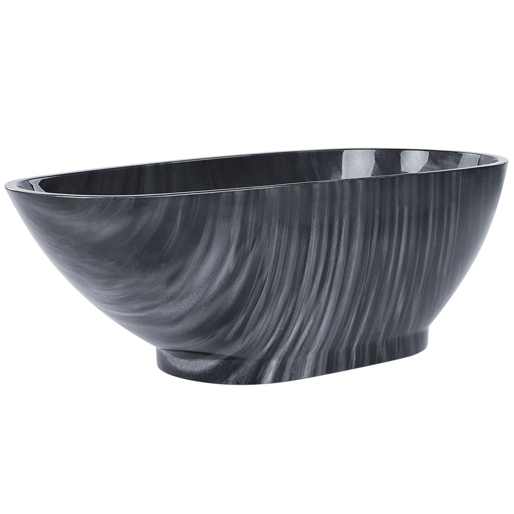 Vasca freestanding effetto marmo Nero sanitario acrilico singolo 170 x 80 cm ovale design moderno