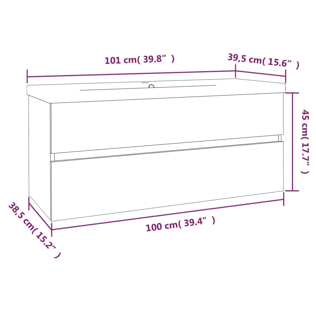 Mobile lavabo con vasca integrata 100 x 38,5 x 45 cm Legno ingegnerizzato grigio Sonoma 02_0006884