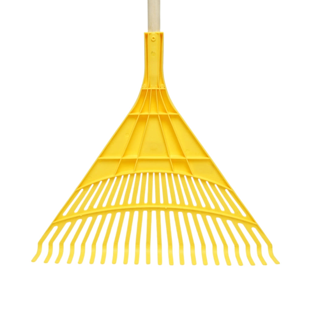 Rastrello in plastica per foglie, manico in legno 120cm, 22 denti Crownman