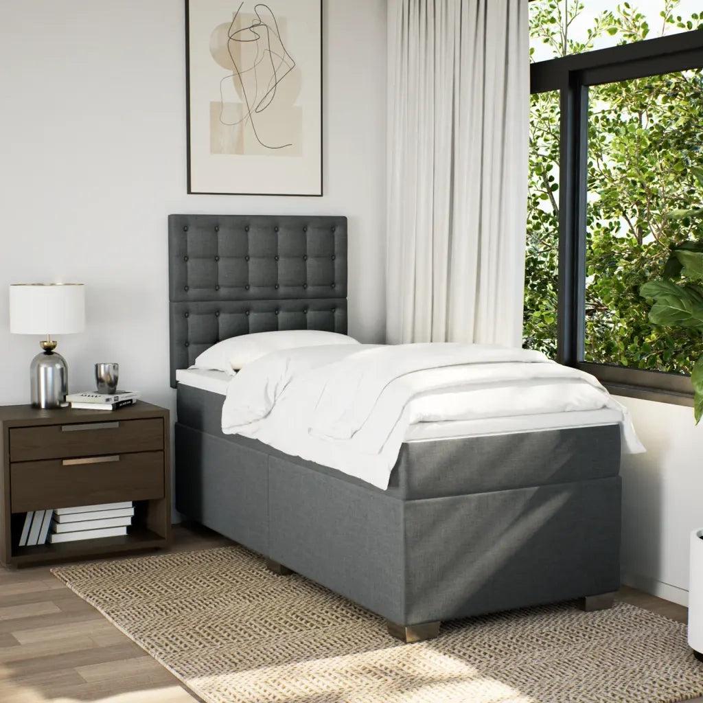 Giroletto a Molle con Materasso Grigio Scuro 80x200 cm Tessuto 3292630