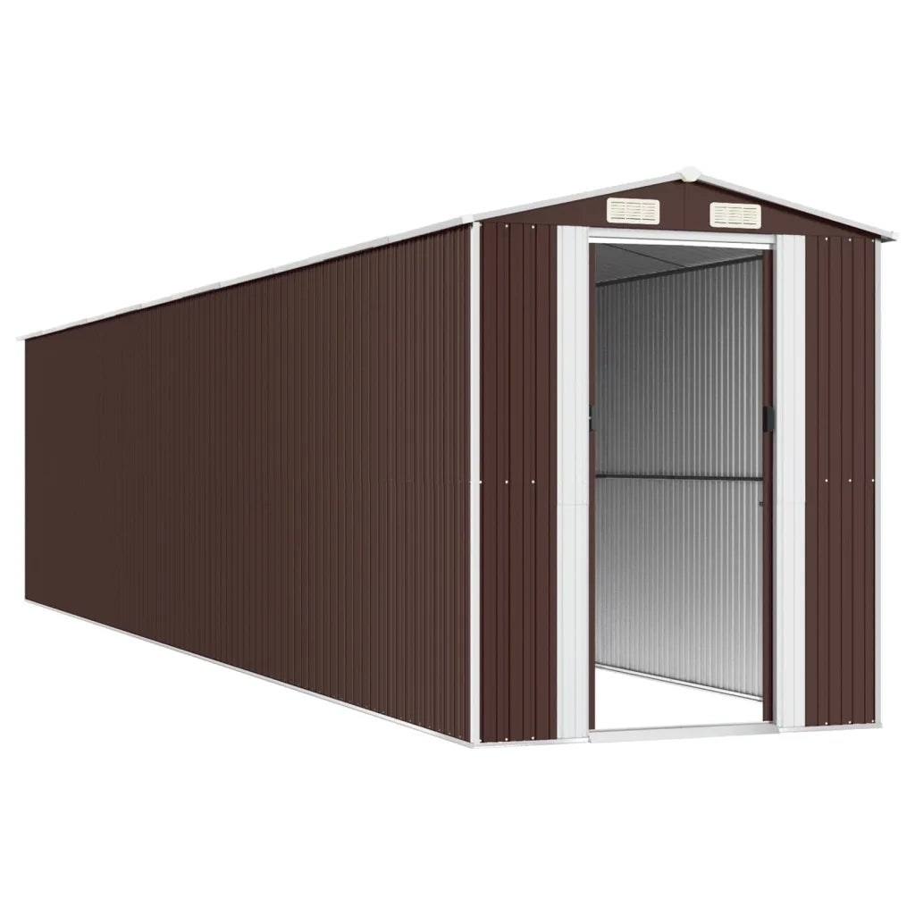 Capanno da Giardino Marrone Scuro 192x938x223cm Acciaio Zincato 3147469