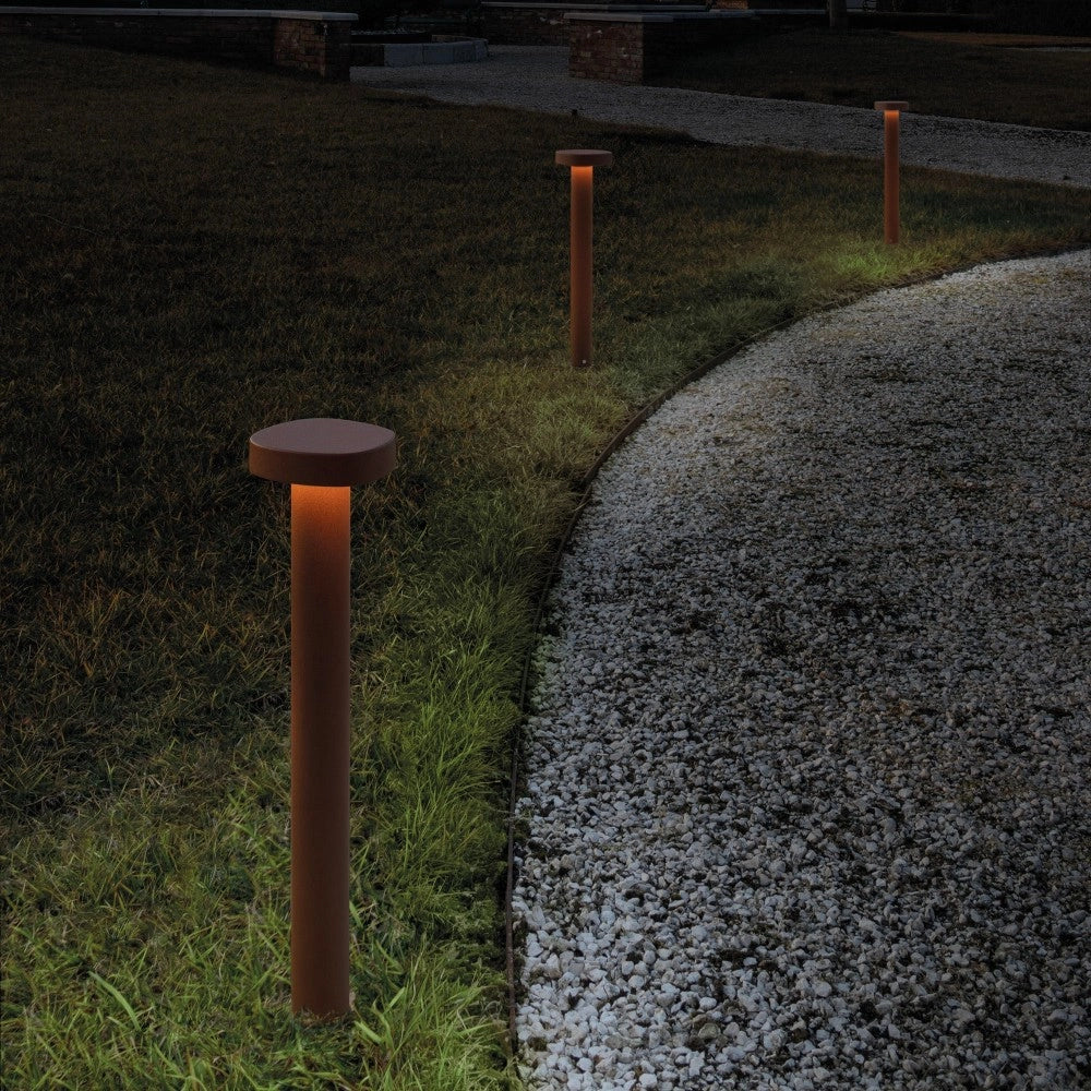 Zafferano Ciottolo - Paletto Led da esterno IP54 7W 3000K design moderno in alluminio per giardini e vialetti - 50 cm Corten
