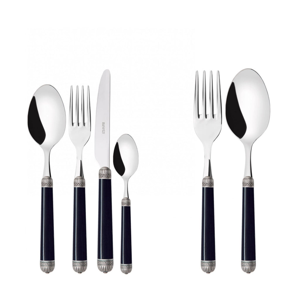 DORICO Ghiera Argento Anticato, Posate Set 50 Pz, Scatola
