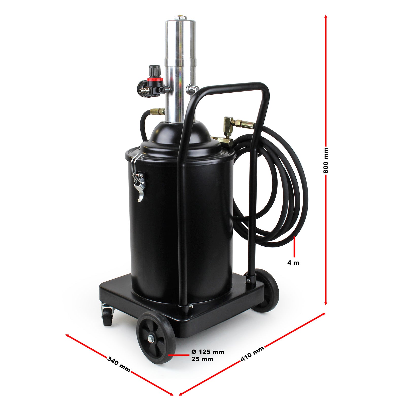 Ingrassatore ad aria compressa professionale 15l per lubrificazione su auto e macchinari